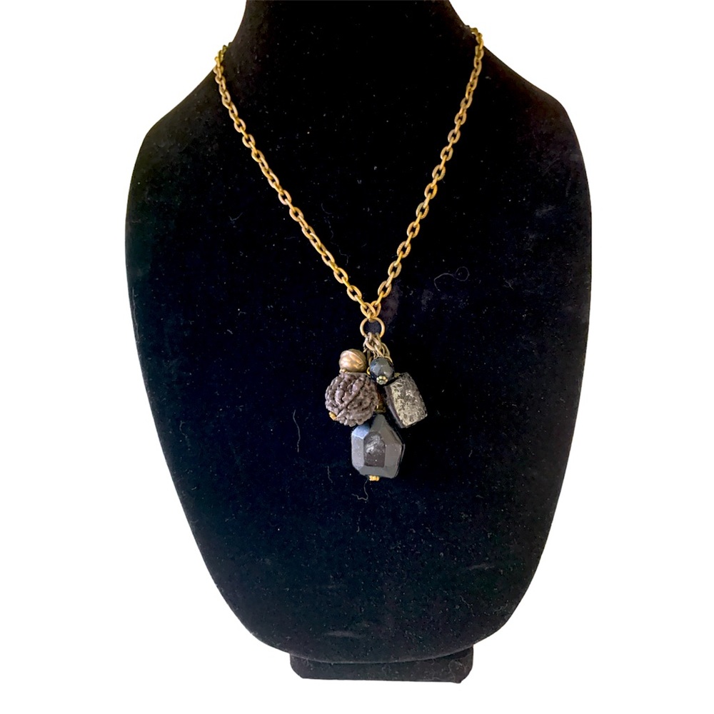 🆕 Antiqued Gold Chain Necklace with Assorted Bead Tassel - NWOT